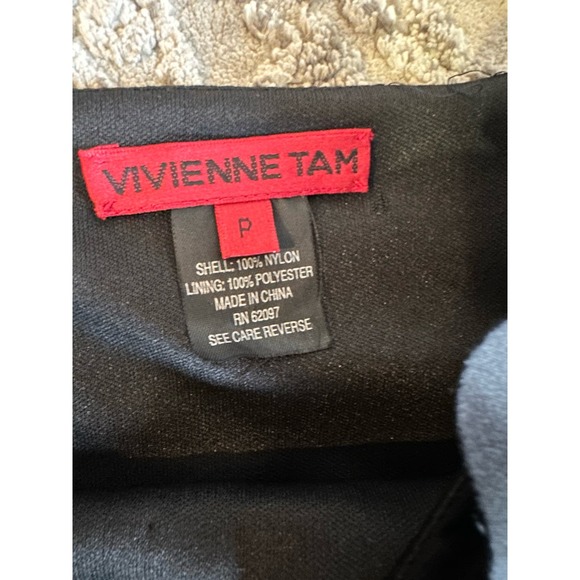 Vivienne Tam Vintage Floral Applique Black Stretch Mesh Dress Sz. P/XS - Picture 7 of 10